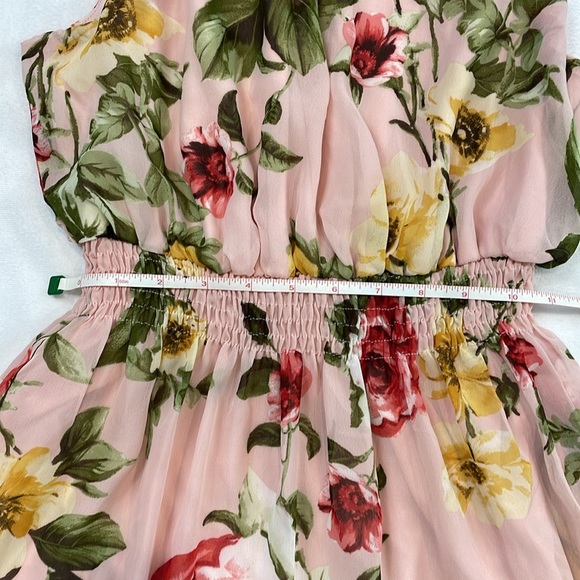 Kate & Lily Petite Floral Ruffles Sleeveless Halter Pink Roses Dress Size 10P - Picture 7 of 16